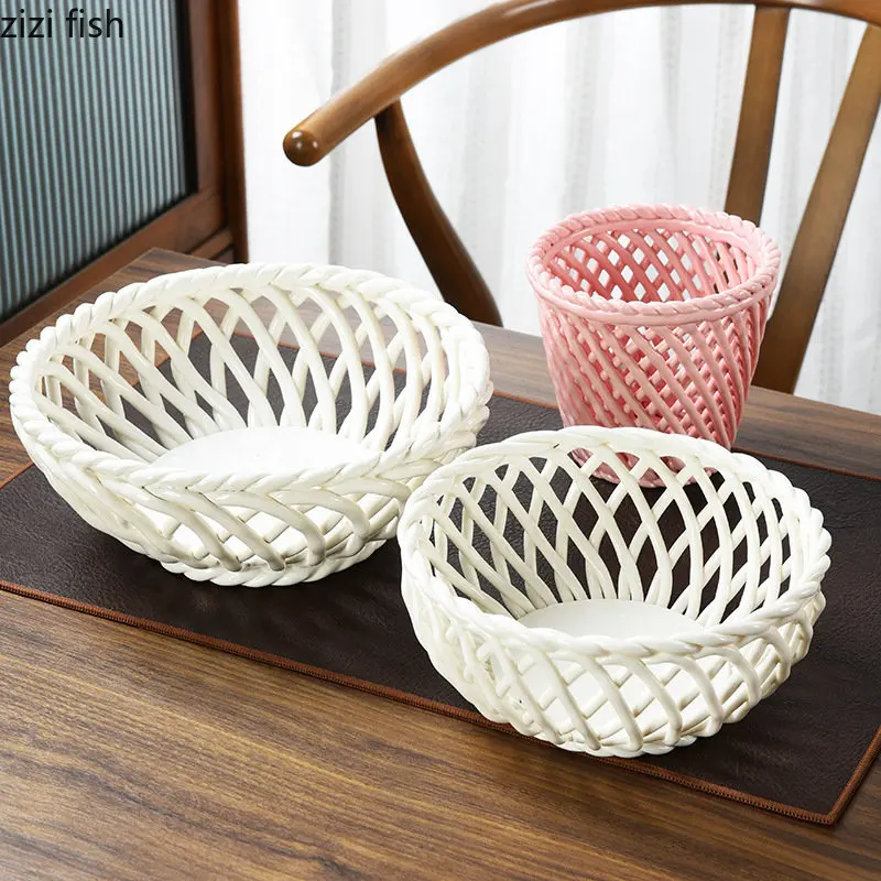 Ceramic Woven Bread Basket White Outlet Website | arizonawaterworks.com