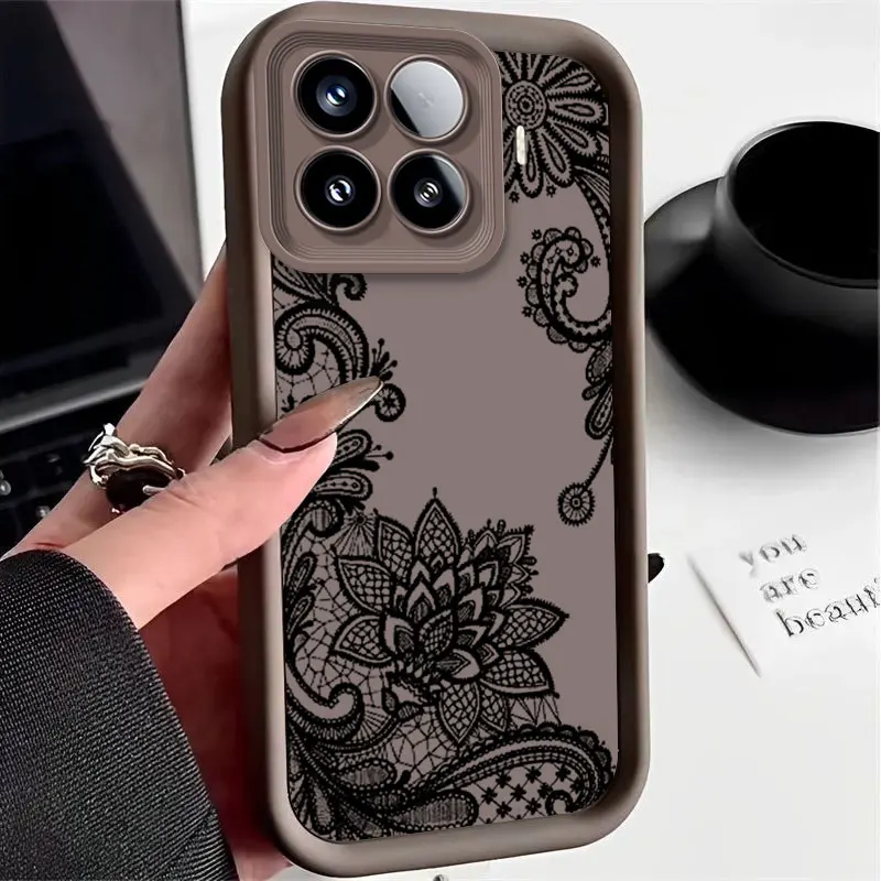 Flexible Silicone Shockproof Case with Lace Cat Print Pattern – Protective Cover