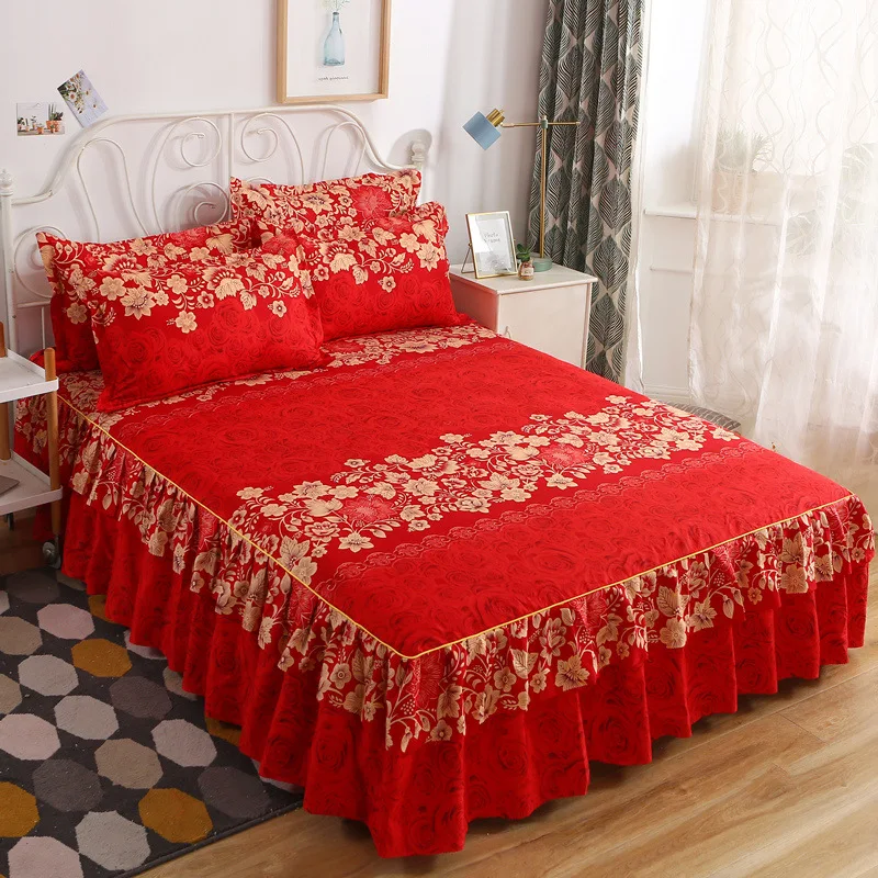 1pc Classic Printed Skinfriendly Comfortable Bed Skirt For Single Bed Bedroom  Bedding  SHEIN