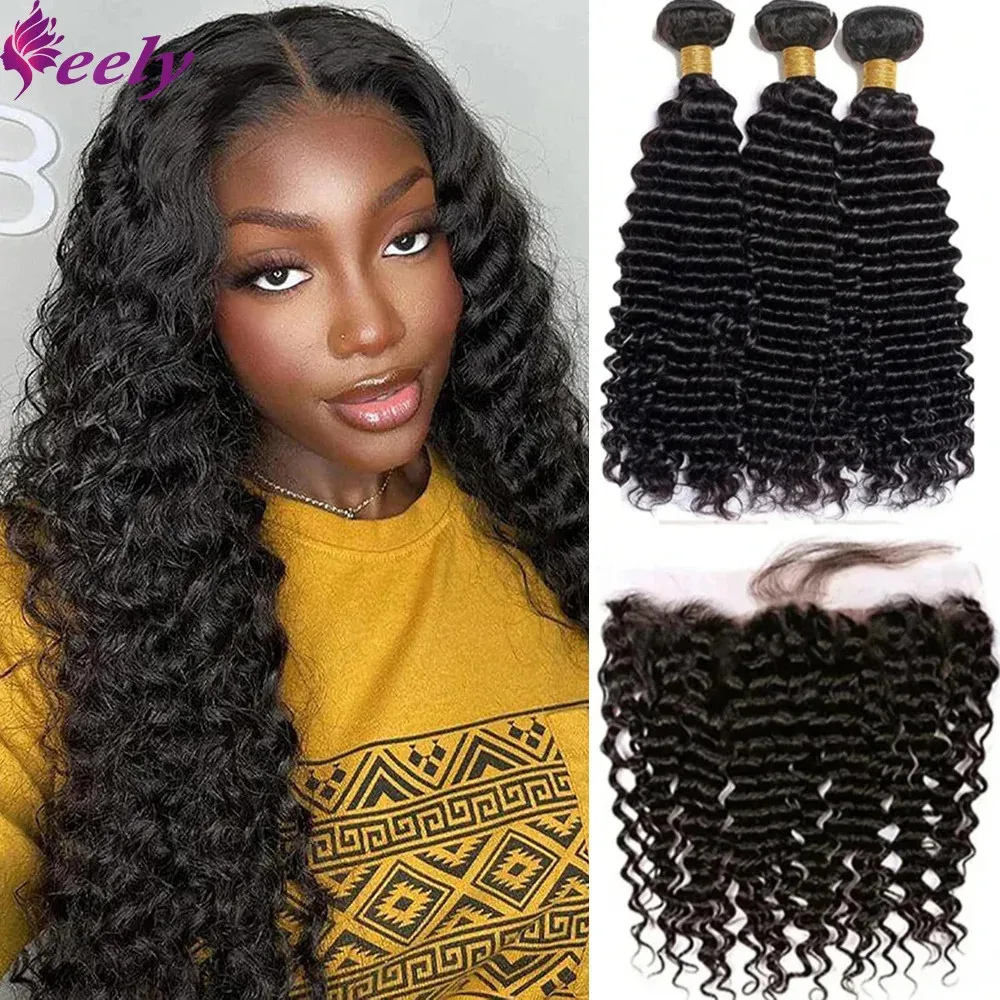 Human hair bundles with closure frontal for women