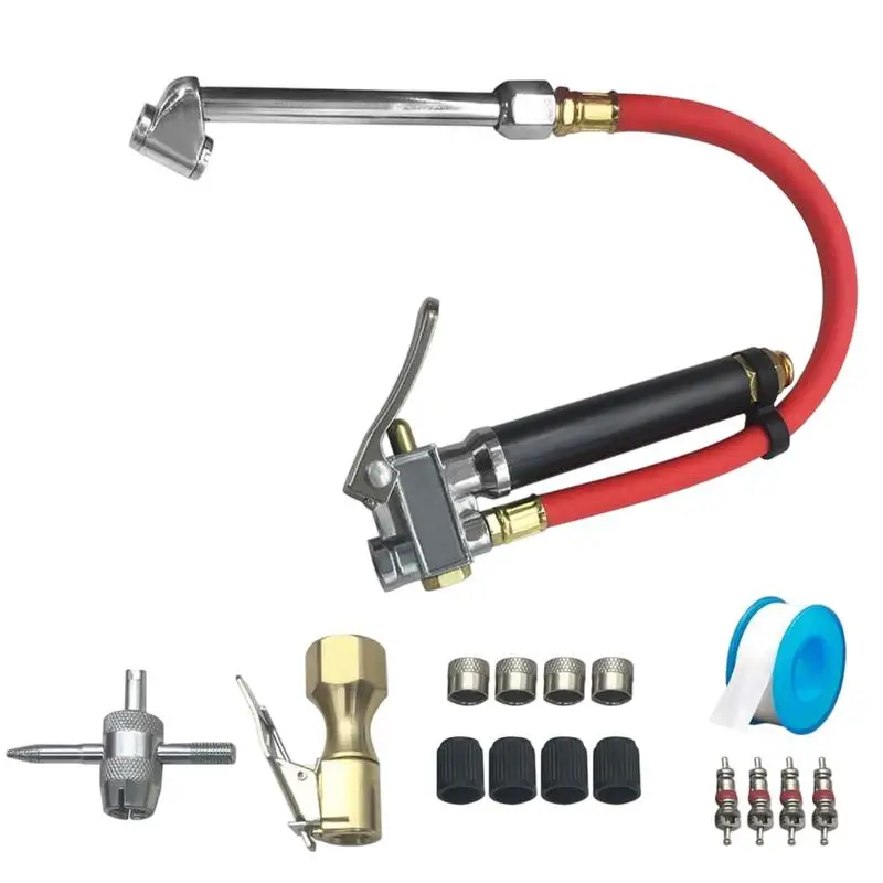 Duals Foot Tire Clamp Inflator With 12" Hose 120 PSI Truck And Car Semi Inflator Handheld Car Air Tire Pressure Filler For