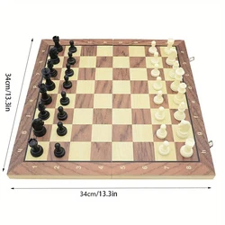 Magnetic Folding Wooden Chess Set - Ideal Gift for Children & Family Strategy Games (Yellow)
