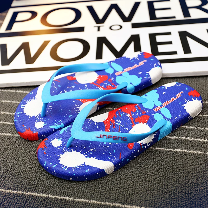 New Men's Slippers Summer Outdoor Flip Flops Men Slippers Clogs Graffiti Punk Men Slippers Slides Non-slip Men Sandals Footwear
