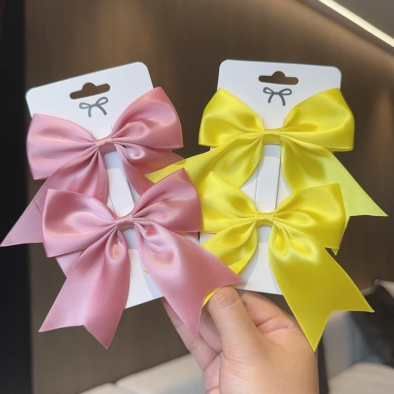 

2PCS/LOT Solid Color Ribbon Grosgrain Bows Hair Clip for Kids Girls Hairpins Barrettes Handmade Baby Headwear Hair Accessories