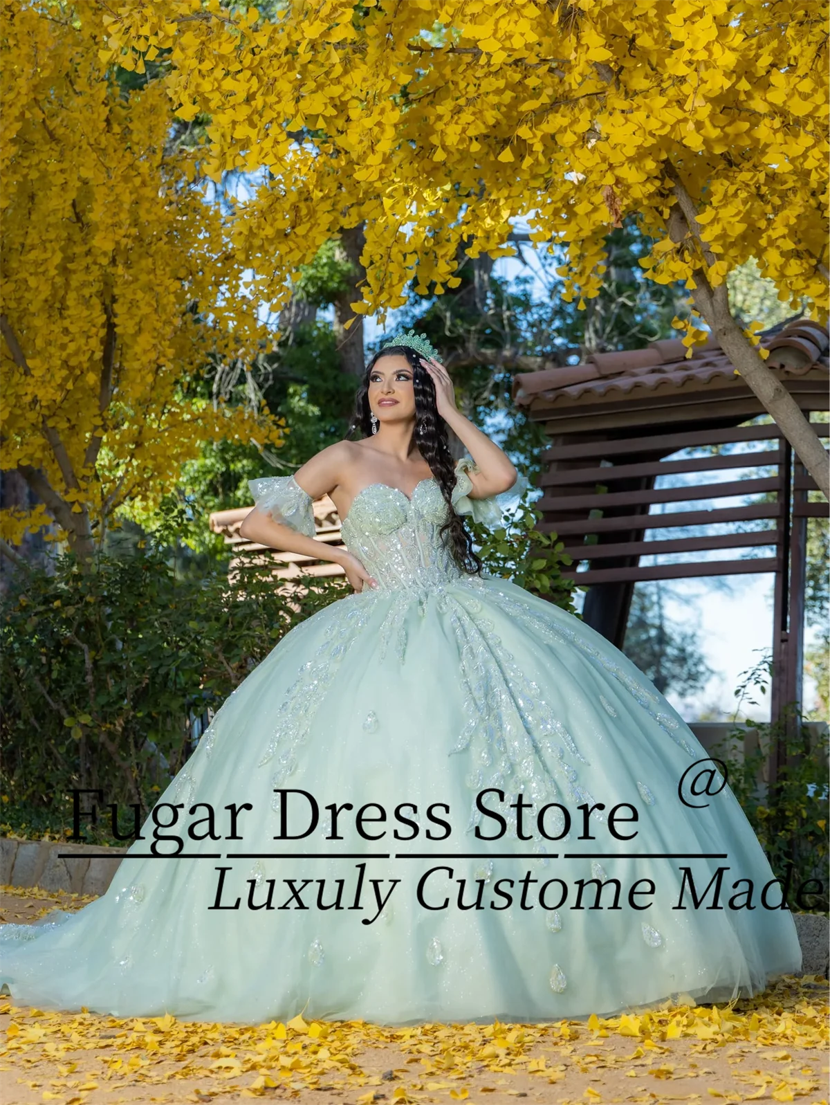 French Lilac Quinceanera Dresses off shoulder pleated sleeves Long strapless sequined applique tight corset платье для девочки