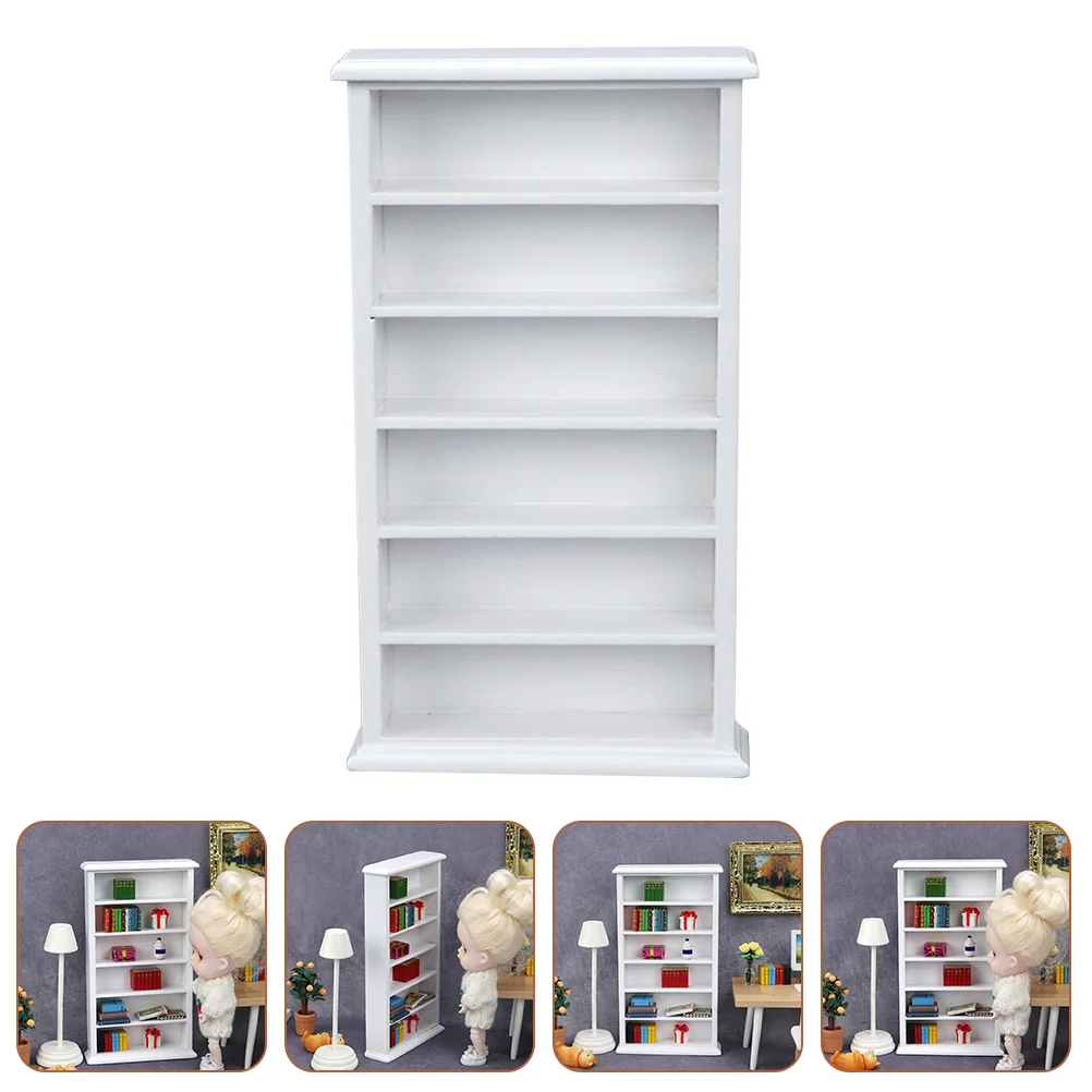 

Книжные мини-Дома книжная полка деревянная миниатюрная мебель белый шкаф украшение модель