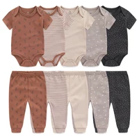 Baby Girl Bodysuits+Pants Clothing Sets 5-Piece Bebe Boy Clothes Cartoon Cotton Infant Short Sleeves Onesies Outfits 3