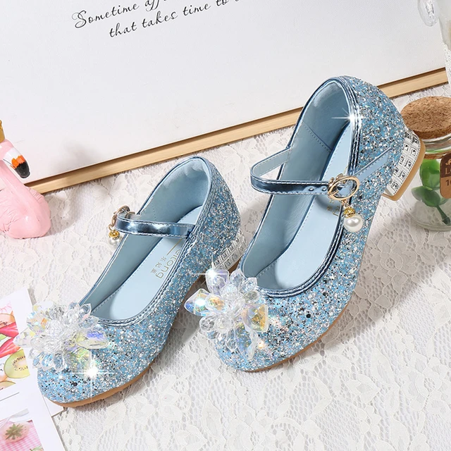 Sparkling Diamond Rhinestones Snap on Princess Party Shoes, Blue / 11.5