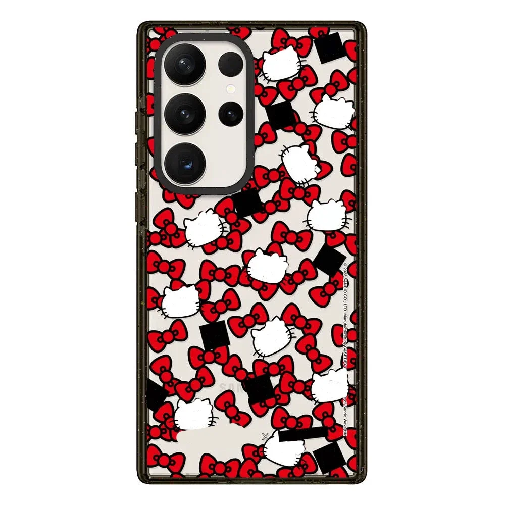 

1-33 Red Bowknot Acrylic Black Border Case for Samsung Galaxy S22 S23 S24 Ultra S22+ S23+ S24 Plus Cover Protective Shell