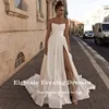 Eightale Princess Wedding Dress V-Neck Satin A-Line Customized White Ivory Side Slit Bridal Gown Vestido De Noiva 5