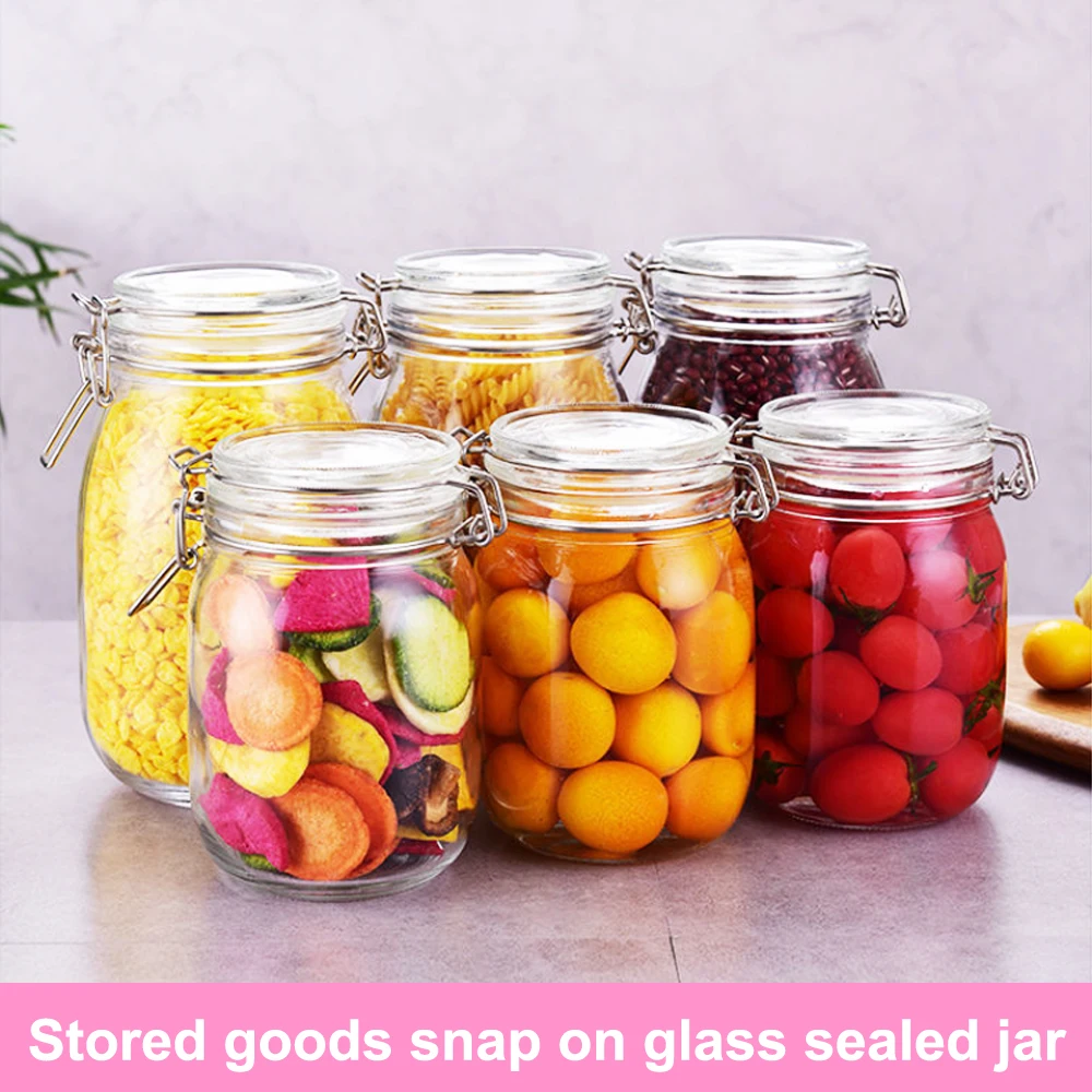 Glass Sealed Jar Food Grade Pickled Vegetables Pickled Vegetables Honey Soaked Wine Jam Tea Coffee Storage Jar Buckle Glass Jar 2