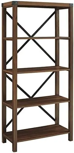 

Urban Industrial Metal X Back 4 tier Bookshelf, 64 Inch, Grey Wash