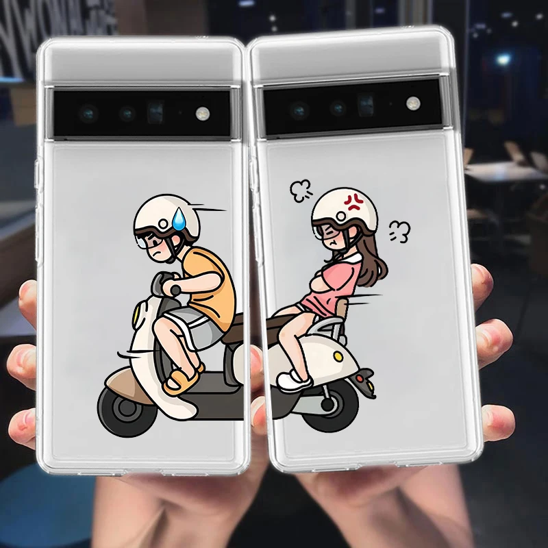 Cute Cartoon Couple Electric Car Phone Case Cover
