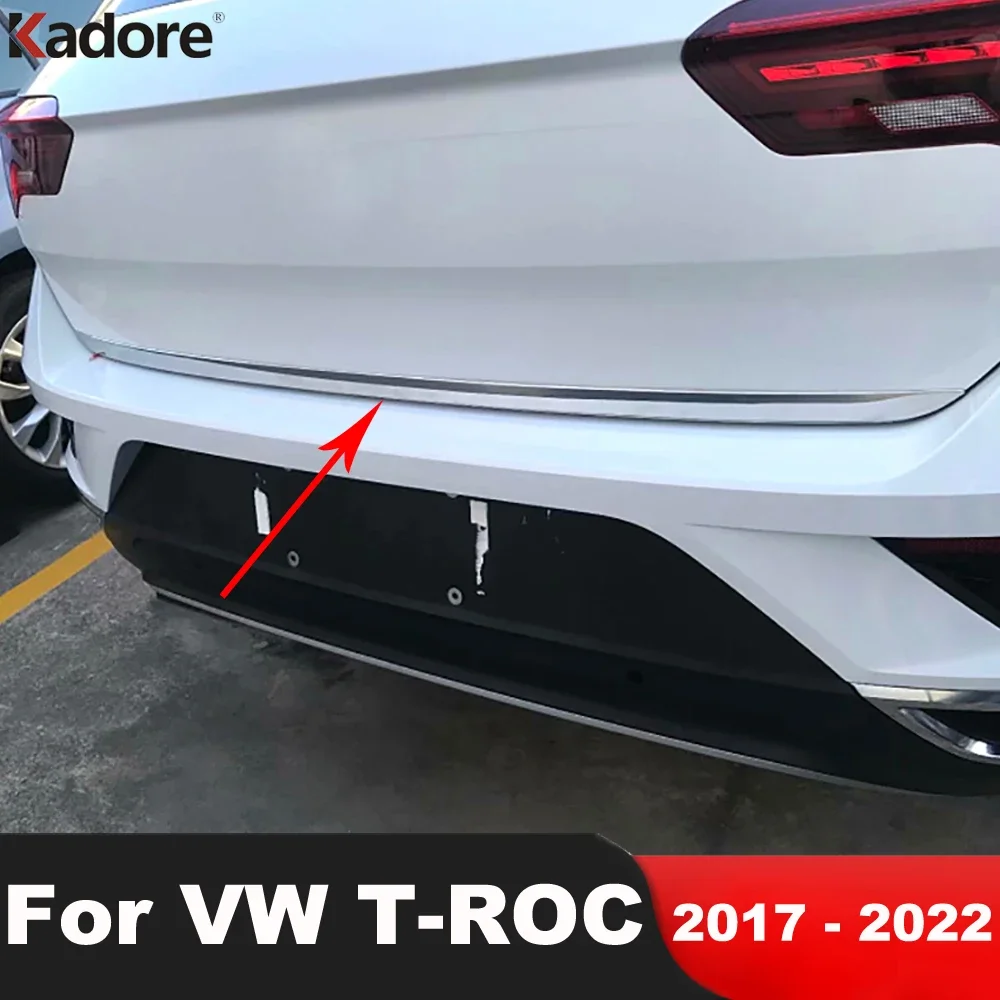 Copertura Del Coperchio Del Bagagliaio Posteriore Trim Per Volkswagen Vw T-Roc Troc 2017-2021 2022 Steel Car Tail Gate Boot Lip Strip Accessori Estern