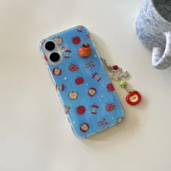 Sparkling Blue 3D Apple Pendant Phone Case - iPhone 15 Pro Max (2)