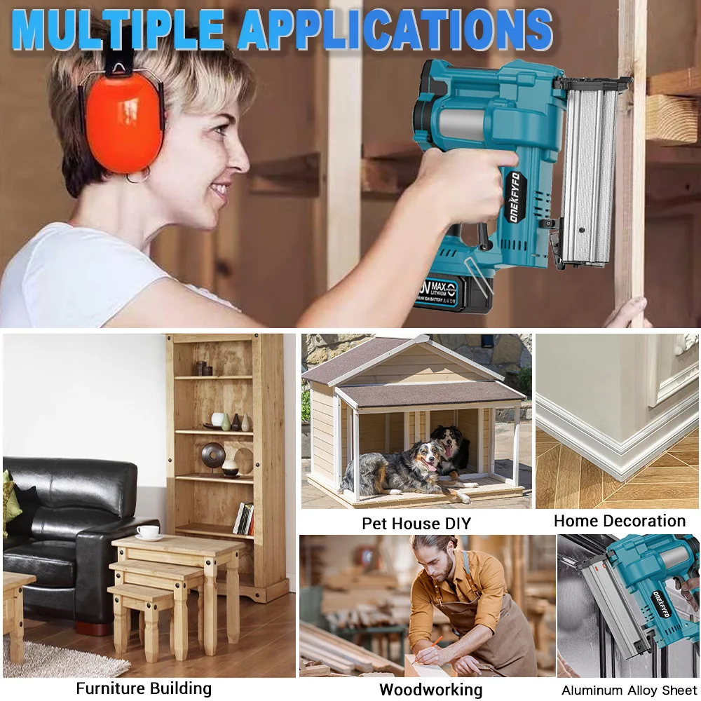 Brushless F15-50 K410-438 Wireless Cordless Electric 2 in 1 Nailer/Stapler Gun with Nail  Lithium Battery for Makita 18V Battery 6