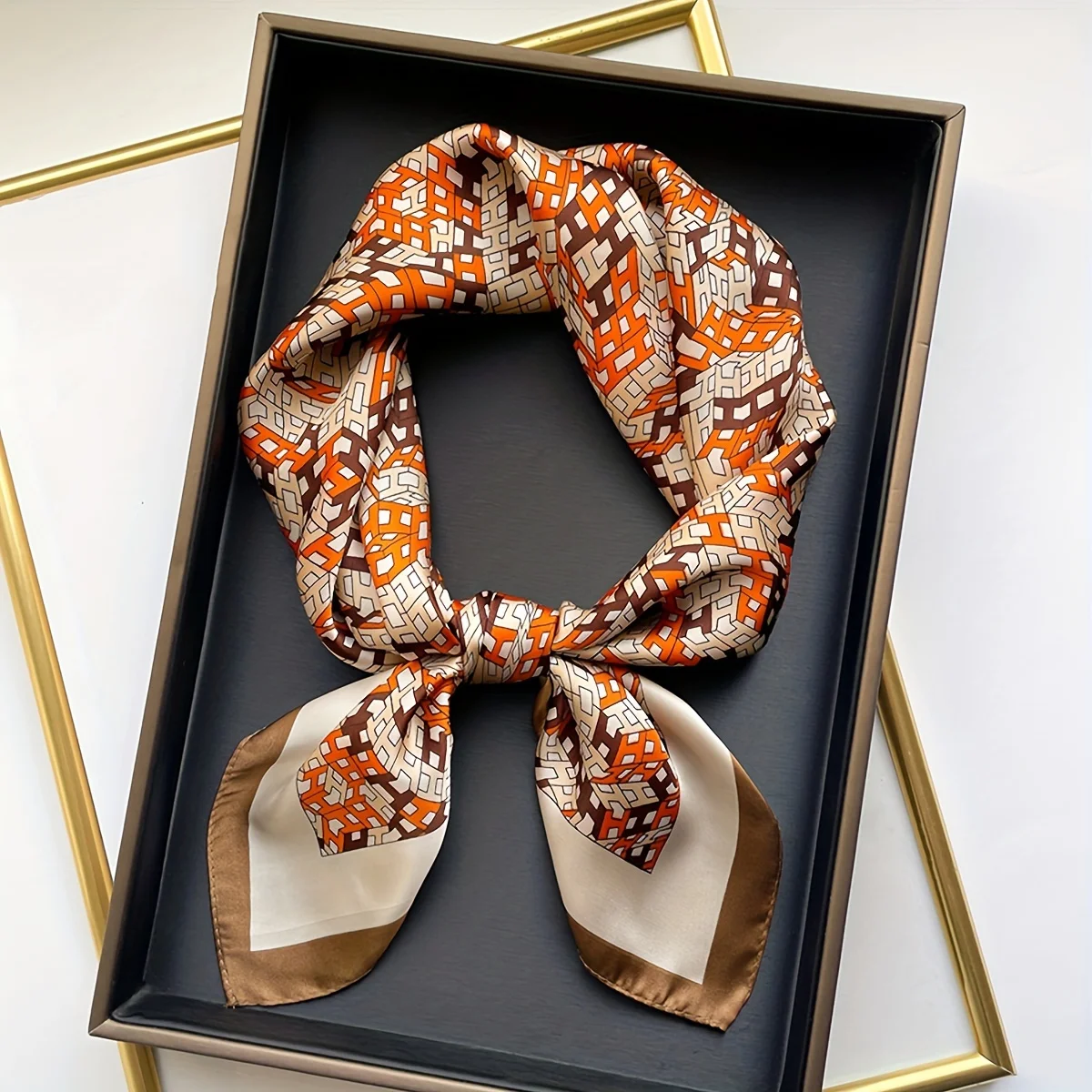 27.56" Paisley Print Small Square Scarf Simulated Silk Thin Neck Scarf Mature Style Sunscreen Headscarf For Women 2