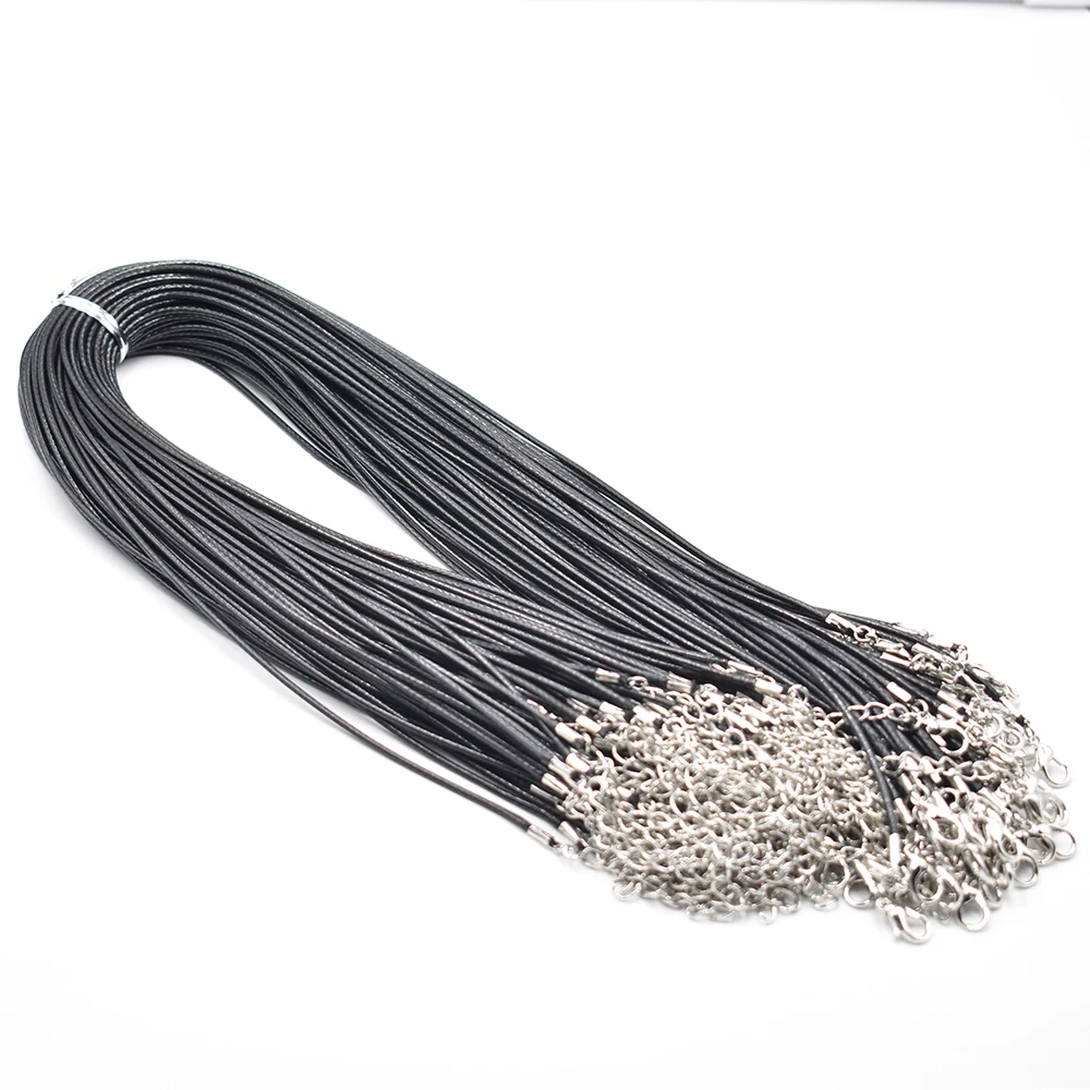 

Fashion Good quality 2MM 45cm black Wax rope lobster clasp necklace lanyard Jewelry pendant cords 100pc Free shipping