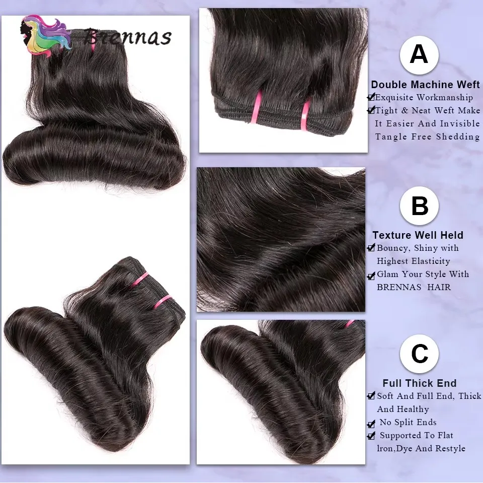 Funmi Hair Bouncy Curl Human Hair Bundles For Women Human Natural Color Double Drown Brazilian Spring Curl 3 Bundles Deal