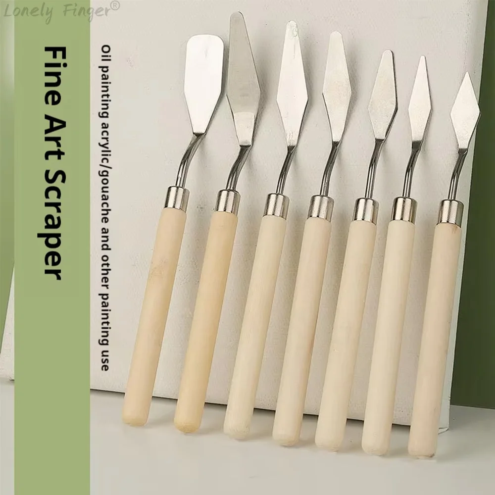 7Pcs Set Stainless Steel Oil Painting Knives, Artist Crafts Spatula, Palette Knife, Mixing Knife, Scraper Art Tools 5
