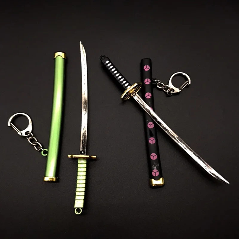 Roronoa Zoro Katana Swords Anime Keychain Pendant 15cm Metal Anime Weapon Keyring Japanese Prop Knife Gifts Keyring Sword