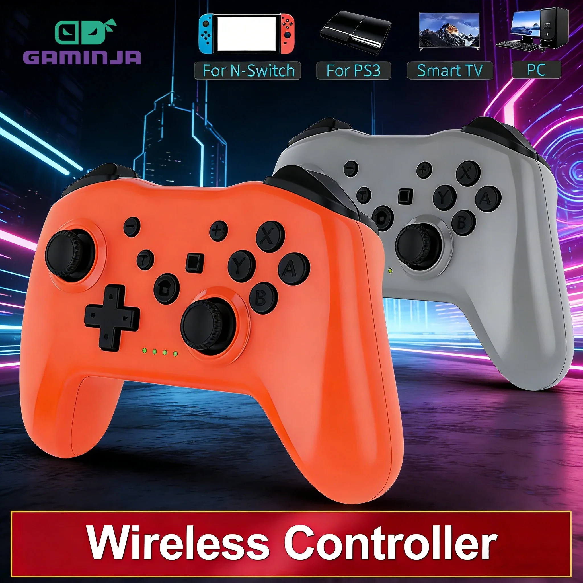 GAMINJA 새로운 무선 컨트롤러 지연 없음 블루투스 게임 패드 PC 조이스틱 Nintendo Switch 게임 콘솔 PS3 TV 박스 PC