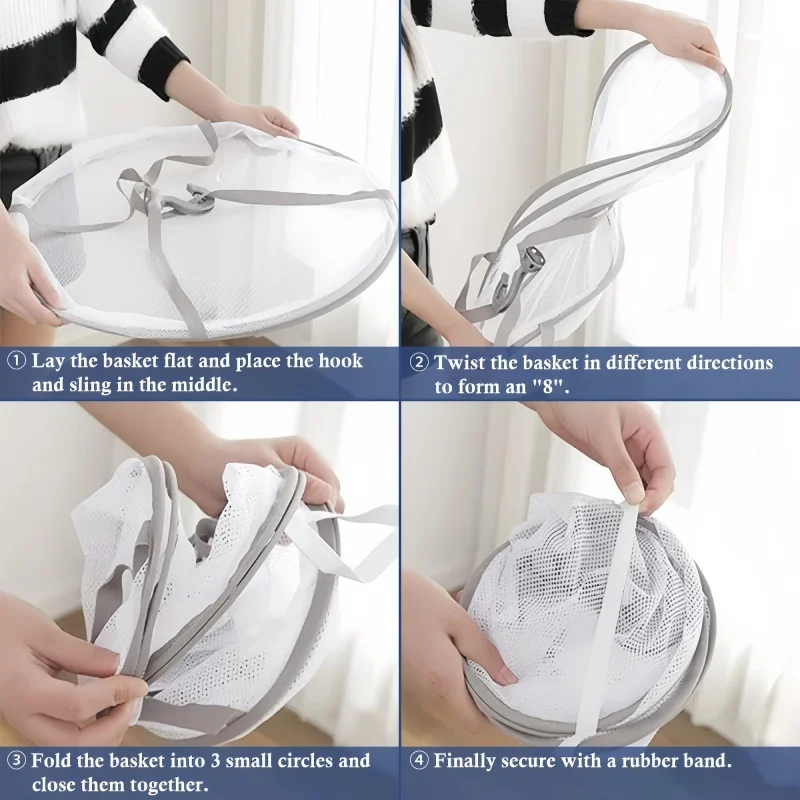 1/2 Layer Pop Up Clothes Dryer Rack Foldable Windproof Sweater Drying Rack Towels Socks Underwear Mesh Drying Rack For Home 4
