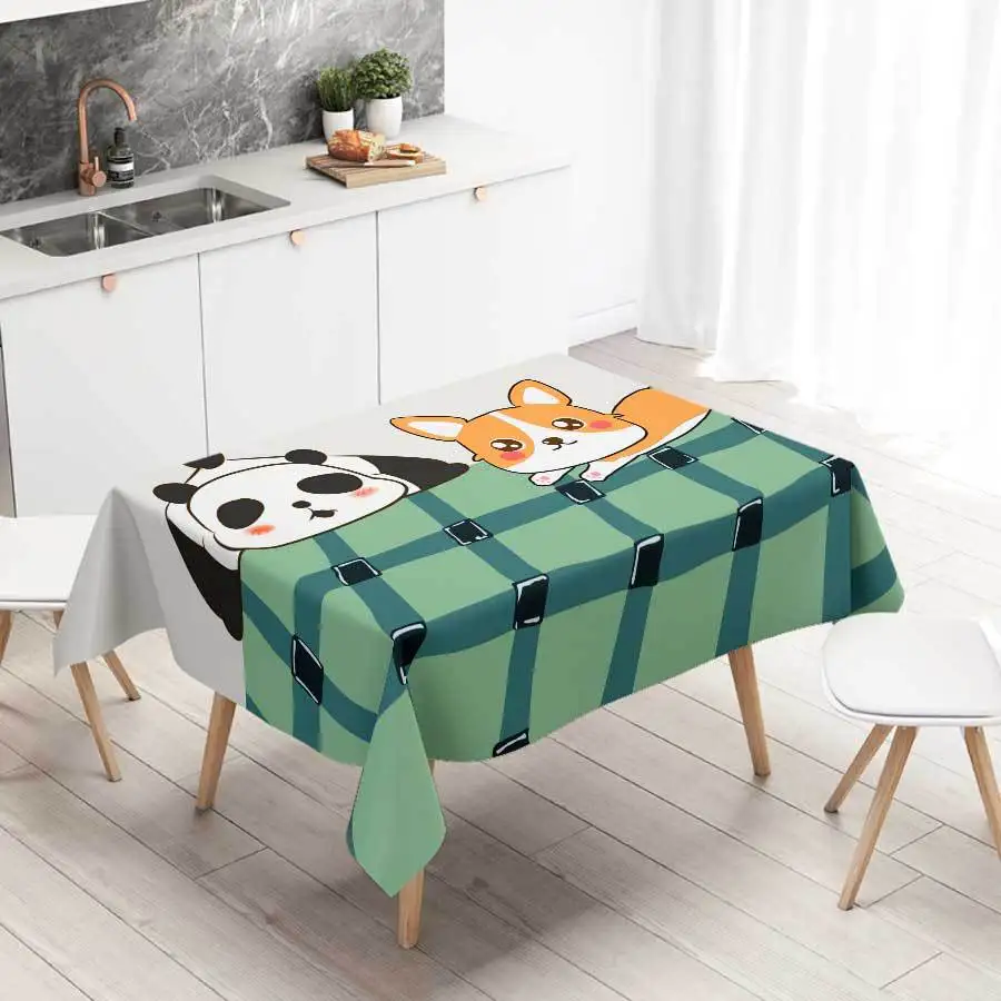 

Cartoon Animal Panda Printed Tablecloth Household Dining Table Mat Waterproof and Oil Resistant Coffee Table TV Dust-proof Cloth
