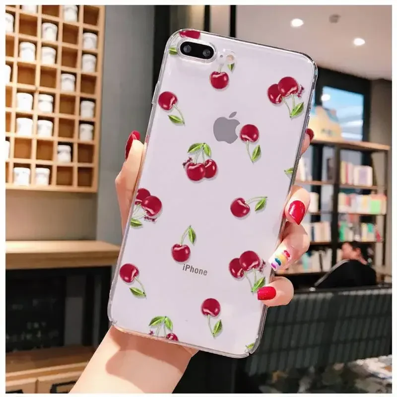 Cherries Silicone Transparent Soft Phone Case - Clear Fruit Design Cover