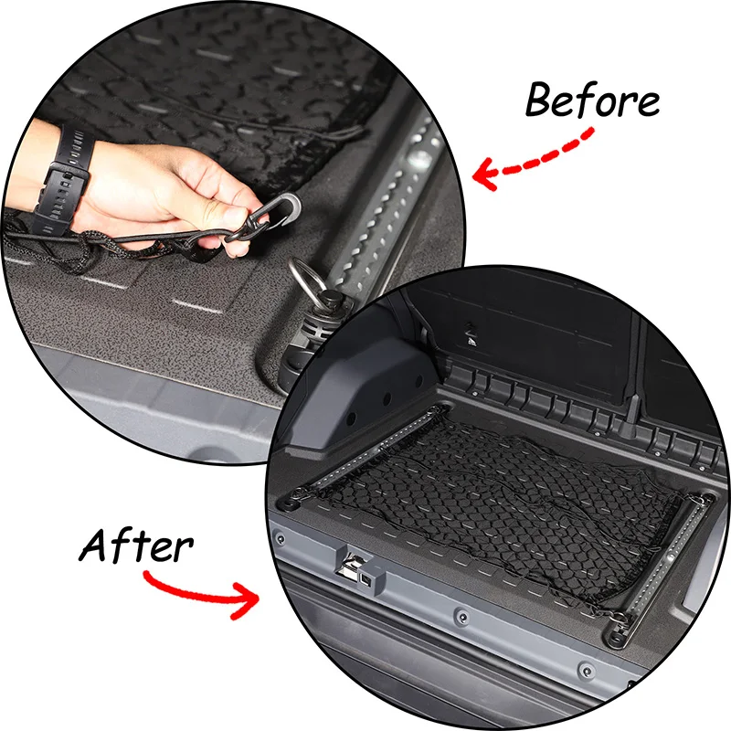 Per Ineos Grenadier Car Back Rear Trunk Organizer Net Mesh Seat corda elastica Universal Storage Bag Pocket Auto Organizer - Image 2