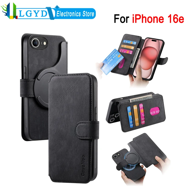 Retro Magnetic MagSafe RFID Anti-Theft PU Leather Phone Case, 6.1''
