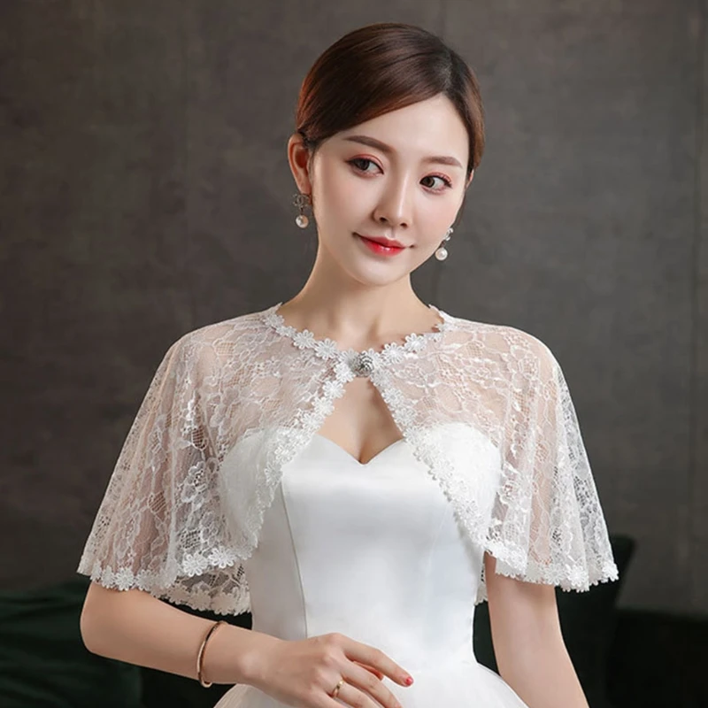 

Pretty Lace Short Shawl Cardigan with Black White Colour Sexy Small for Jacket for Women Girls Beach Wedding Clothing