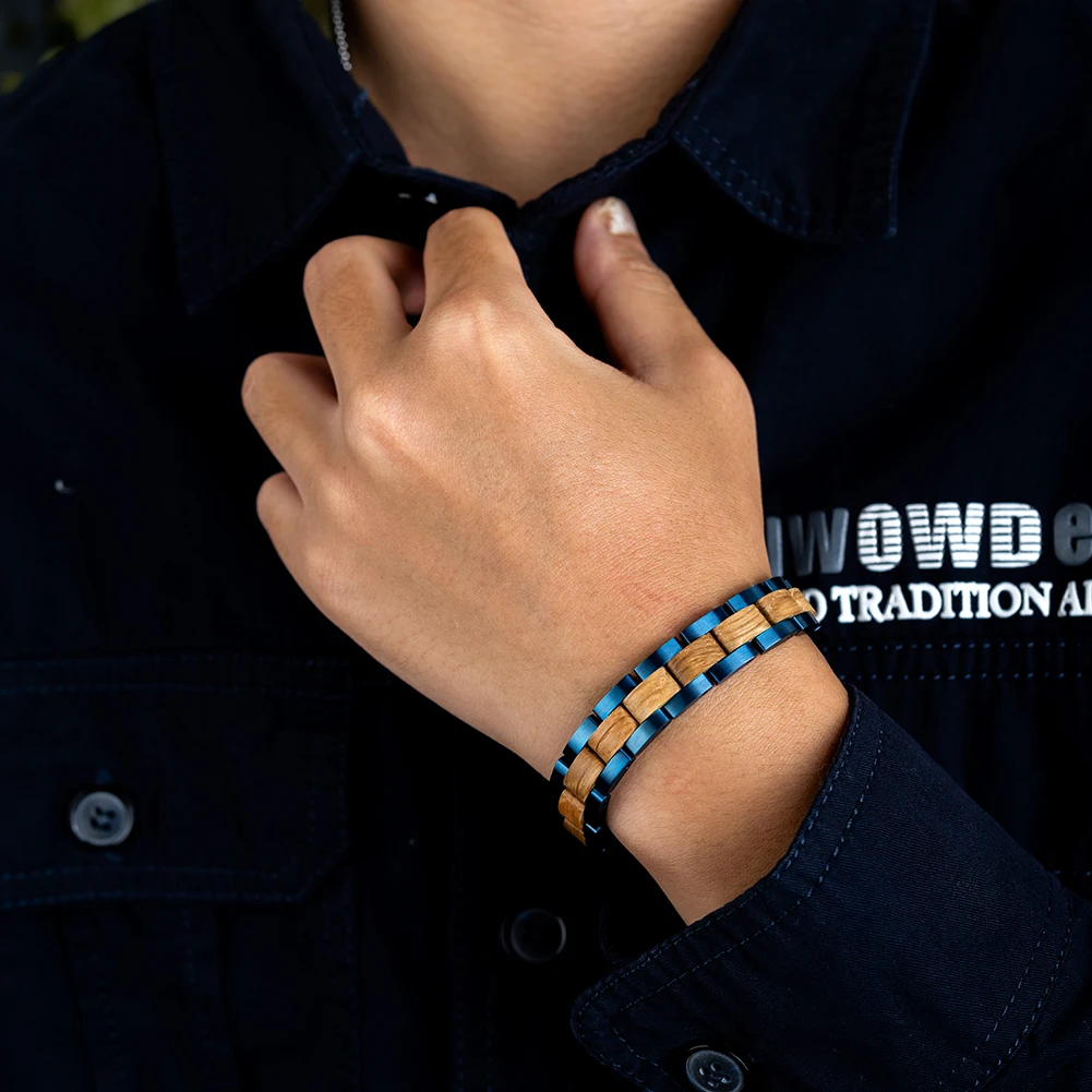 Men's Bracelet BOBO BIRD Wooden Bracelet Gifts For Men Women Links Charm Bangle Jewelry Pulseras para hombre Custom Dropshipping