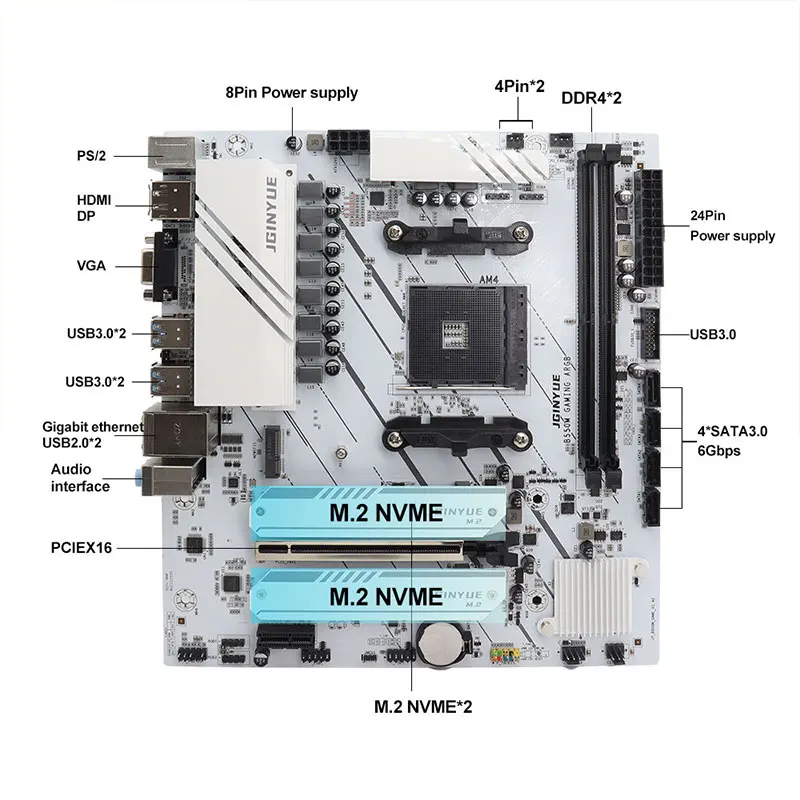 JGINYUE B550 マザーボード AMD Ryzen 5 5600GT JGINYUE AMD B550 M-ATX Motherboard AM4 supports Ryzen R5