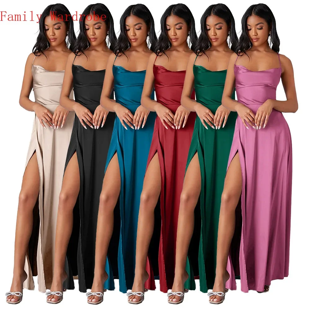 

European and American foreign trade women's clothing sexy slim and backless Amazon suspender waist dress long skirt