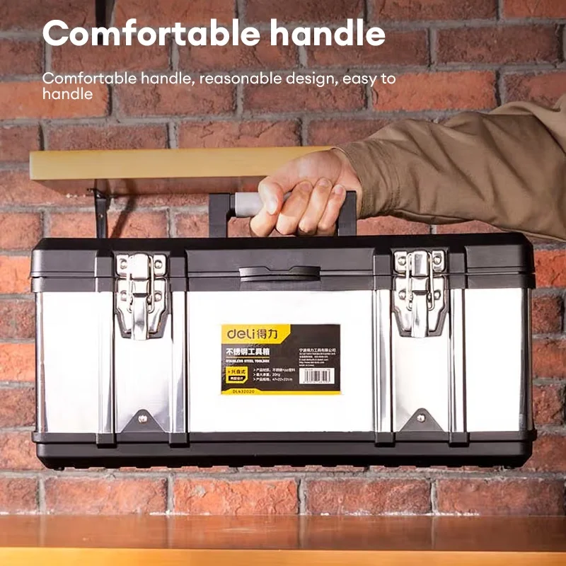 Deli 1 Pcs 15/17inch Multi-layer Stainless Tools Stroage Box Multifunctional Workers Portable Heavy Duty Tool Case Organizers 5