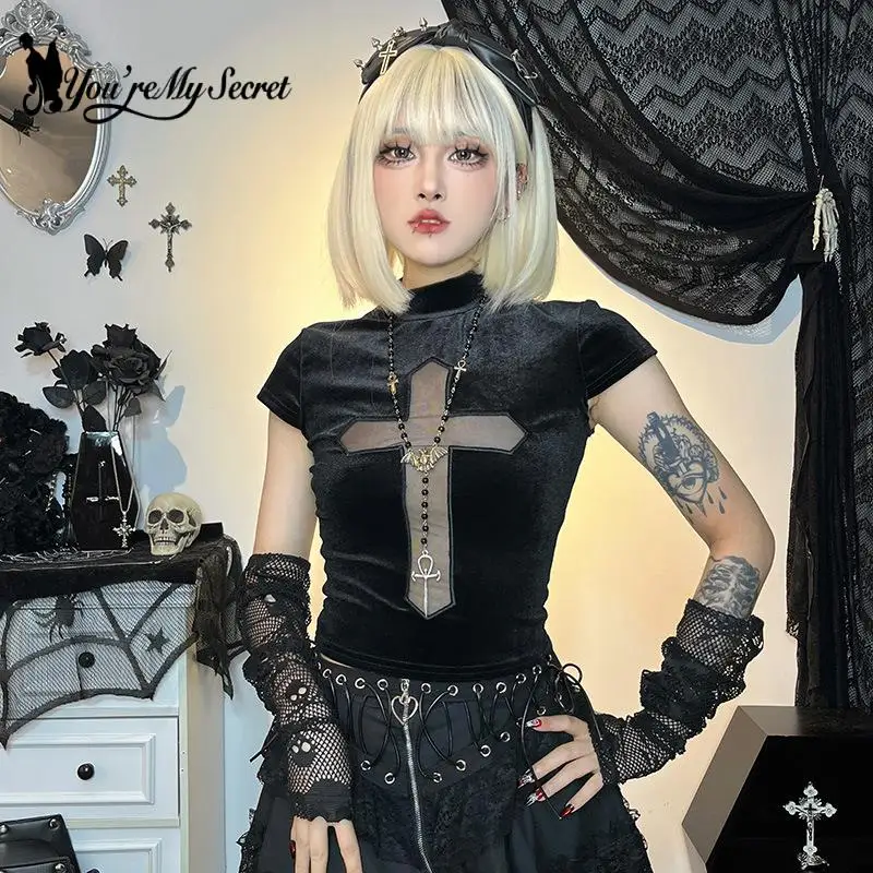 信頼への信頼 You're Crop Cross T-Shirts Women Gothic Retro Secret] My ジャケット・アウター
