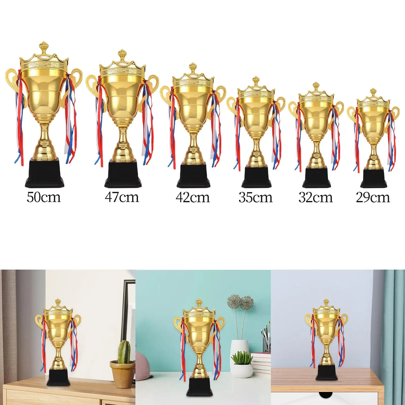 Award Trophy Event Props Winner Trophies with Ribbon Decor Souvenir Prizes for