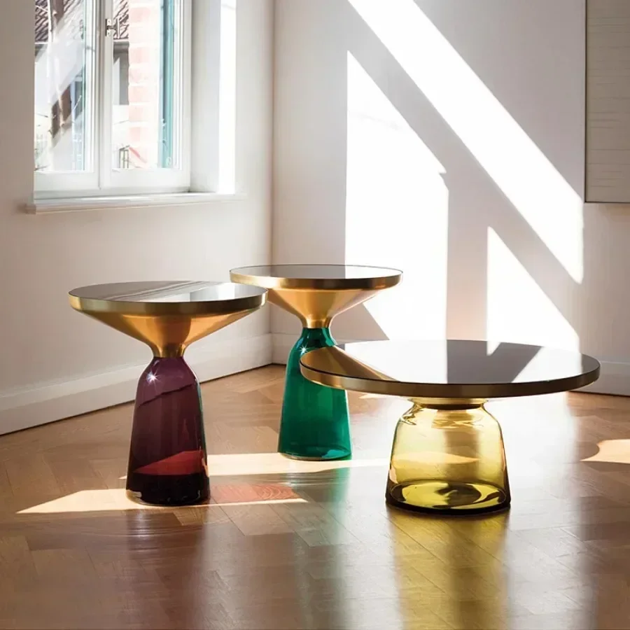 

Modern Coffee Table Living Room Home Ornament Glass Top Coffee Table Nordic Round Corner Platform Italian Mesa Centro Home Decor