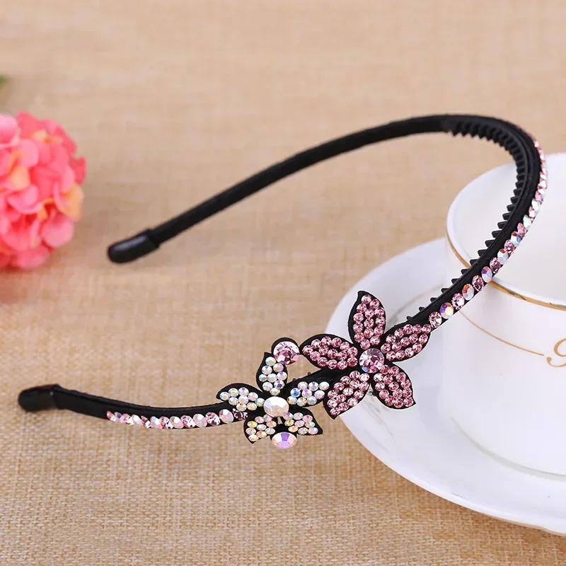 

Korean Girl Simple Exquisite Flower HairBands Women Bride Wedding Fashion Shiny Rhinestone Floral Headdress Hair Accessories