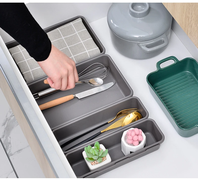 Description Picture 2 of item8Pcs/Set Divide Drawer Storage Box Makeup Jewellery Organizers Home Office Desk Storage Tray Bathroom Kitchen Sundries Organizer