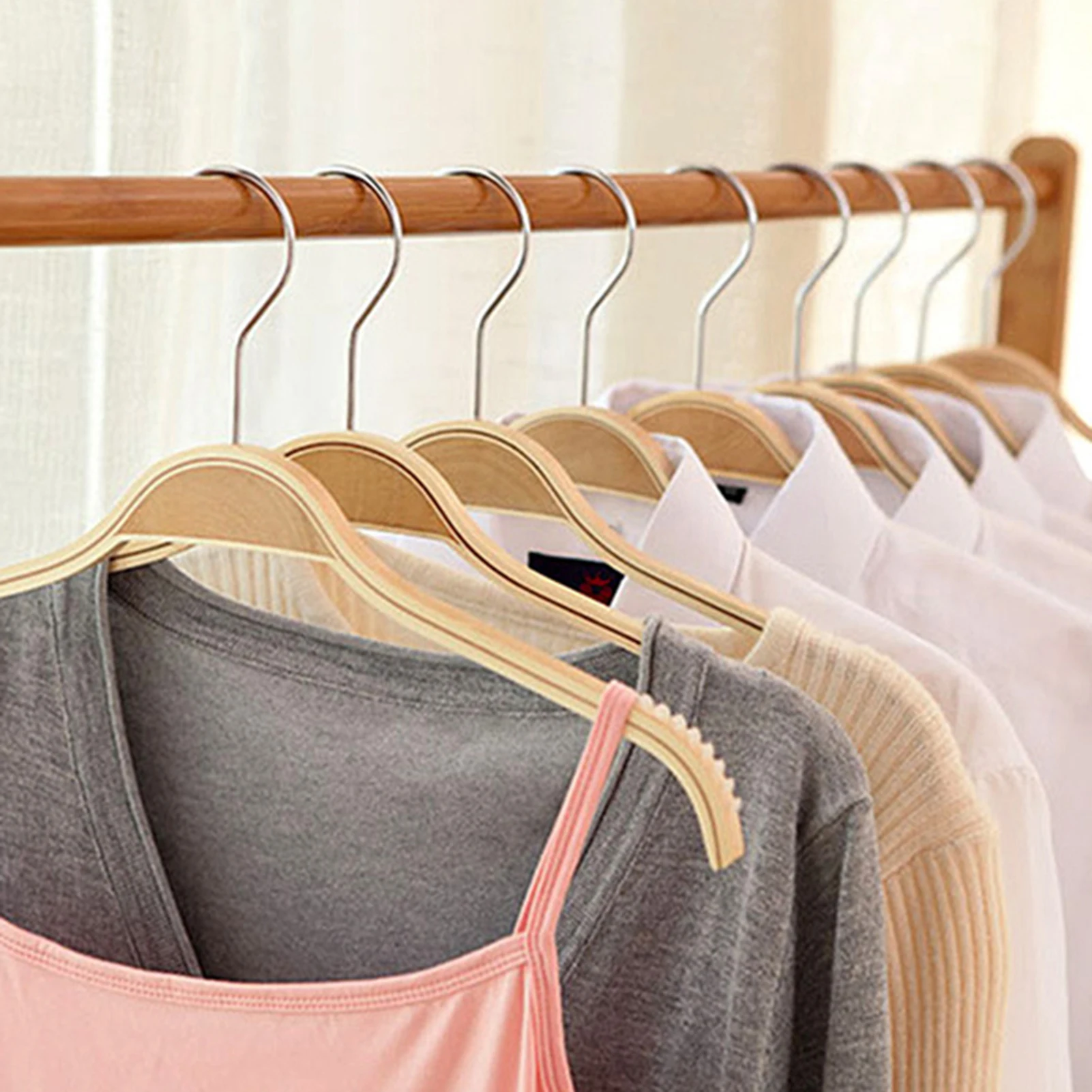 Wood Coat Hangers Non-Slip Design Clothing Hanging Rack Trousers Skirt Drying Hangers Coats Jackets Clothes Display 40cm 10 Pcs 2