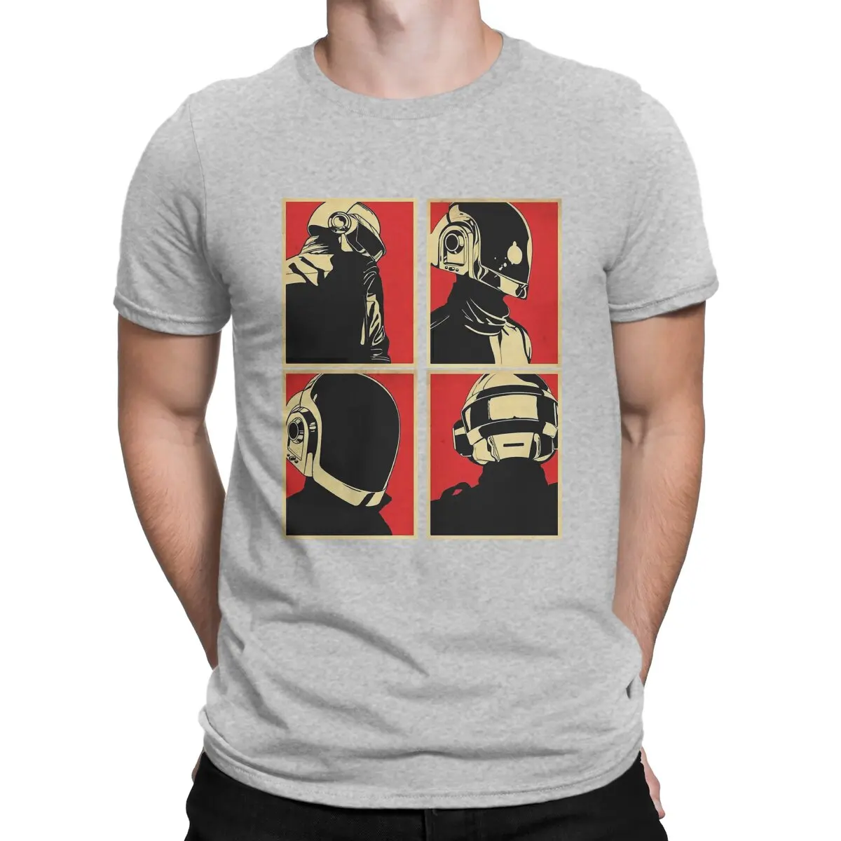thumbnail image 1 of Camisetas de algodón con cuello redondo y manga corta para hombre, con diseño de banda de producción electrónica y humor., 1 of 7