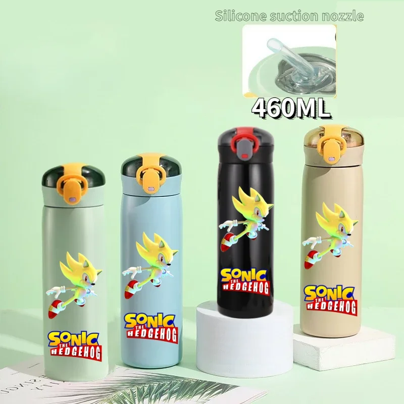 thumbnail image 1 of Botella de agua de alta calidad Sonic The Hedgehog para deportes al aire libre, a prueba de fugas, de plástico, para niños de la escuela, 460 ml, regalo de Shadow The Hedgehog, 1 of 5