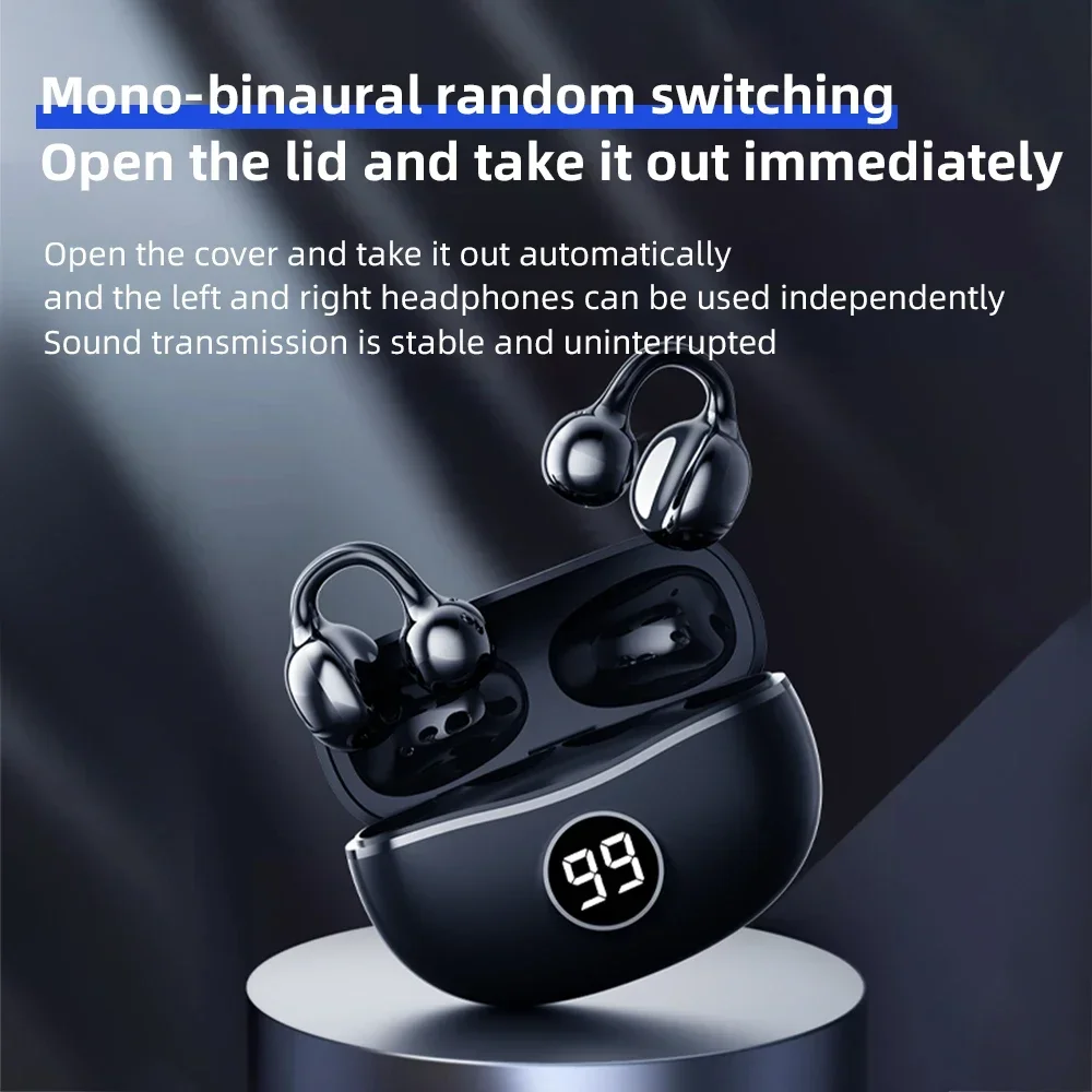 Wireless Headphones Fone Bluetooth Headset With Mic Handsfree Noise Canceling Earphones Clip Ear Music Sports Gaming Earplug 6