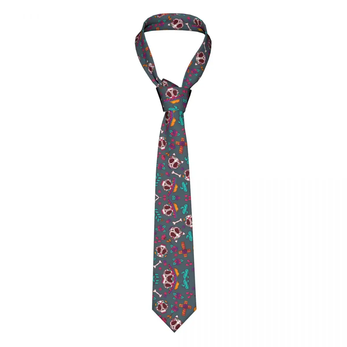 

Tie For Men Formal Skinny Neckties Classic Men's Sugar Skull Dia De Muertos Wedding Tie Gentleman Narrow