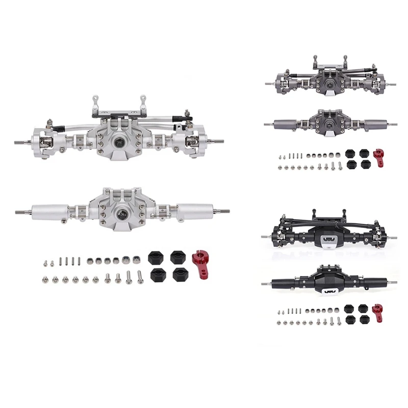 

CNC Anodized Front And Rear Axle Kit For 1/10 RC Crawler Car Axial SCX10 II 90046 RC4WD D90 RGT 86100 Redcat GEN8 Black