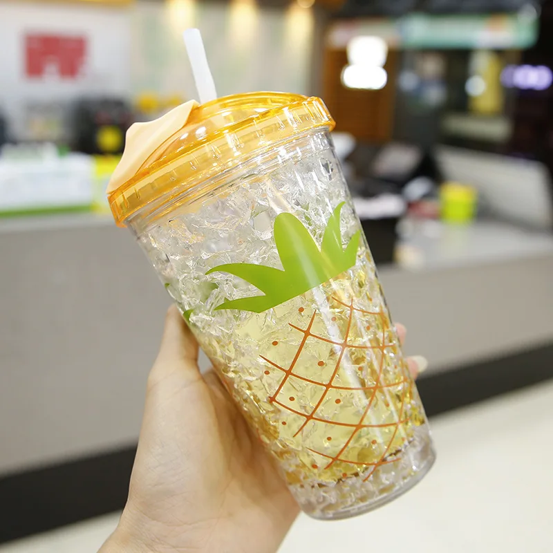 Baro double-drinking cup large capacity straw cup ice bar cup high  temperature tritan tea cup plum sandwich 1200ml 