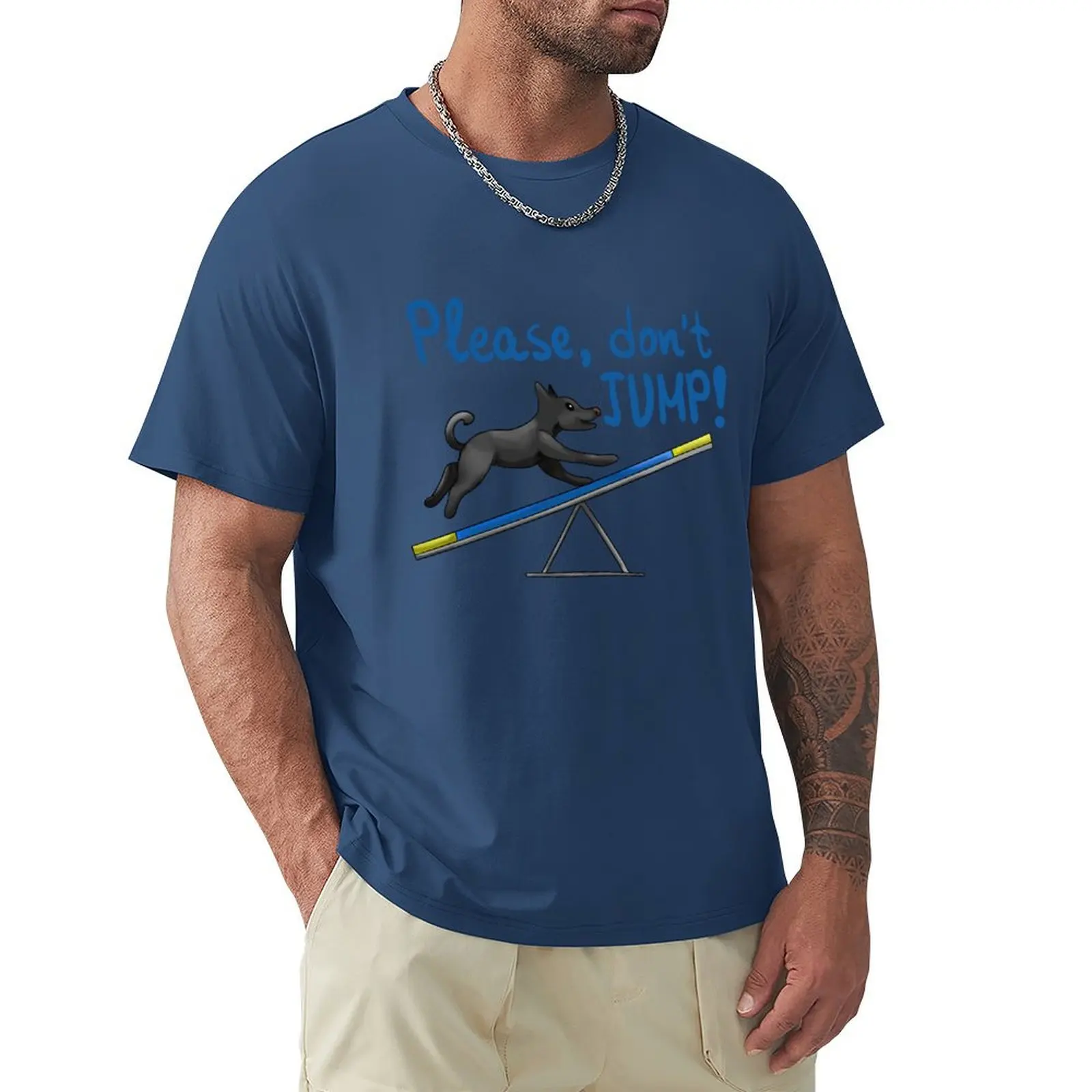 

Funny dog agility T-shirt customs quick drying heavyweights men workout shirt