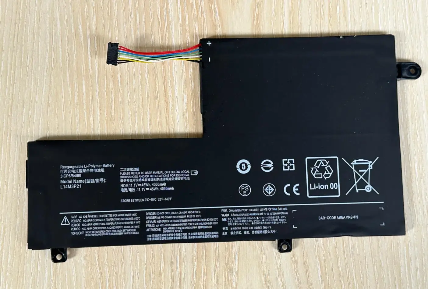 Bateria do Portátil para Lenovo Flex 314m3p21 L14m3p21 Bateria do Portátil Edge 2-1580 Yoga 500 14isk L14m3p21 11.1v 45wh 11.1v 45wh - Imagem 2